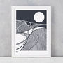 'Harvest Field Moon' Art Print In Sheer Slate, thumbnail 1 of 3