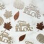 50 X Fall In Love Pumpkin, Leaf Confetti, Autumn Wedding, Table Decor, thumbnail 4 of 6