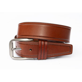 Thick Tan Men's Leather Belt Free Personalisation, 4 of 7