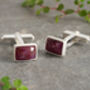 6ct Ruby Cufflinks In Sterling Silver, thumbnail 2 of 3