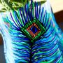 Peacock Feather Small Glass Vase, thumbnail 2 of 5