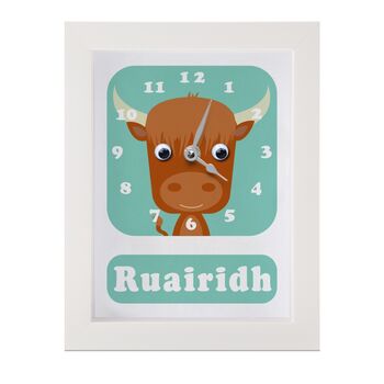 Personalised Children's Highland Cow Clock, 9 of 9