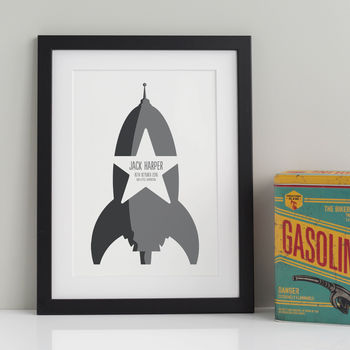 New Baby Or Child Rocket Print Personalised, 5 of 8