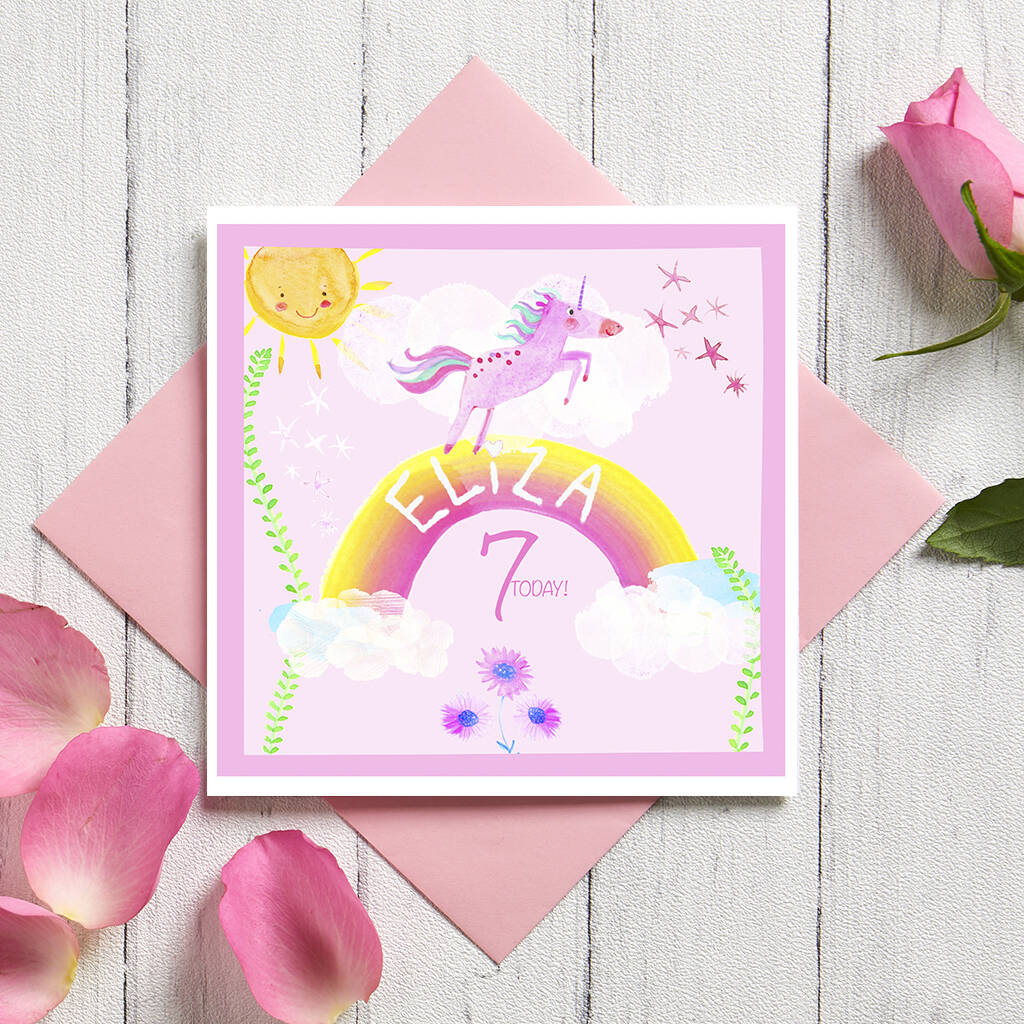 Pink Unicorn Customisable Birthday Card For Daughter, 1 of 4