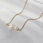 Dainty Two Freshwater Pearls Gold Plated Necklace, thumbnail 2 of 6