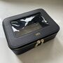 Personalised Embossed Black Saffiano Leather Clear Panel Makeup Case, thumbnail 3 of 7