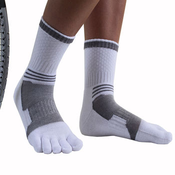 Sports Tennis Ankle White And Grey Toe Socks, 4 of 4