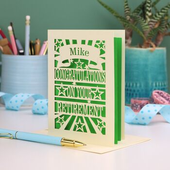 Personalised Papercut Retirement Card | Stars Design, 6 of 6