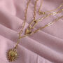 Womens Gold Chunky Chain Heart Charm Necklace Set, thumbnail 1 of 6