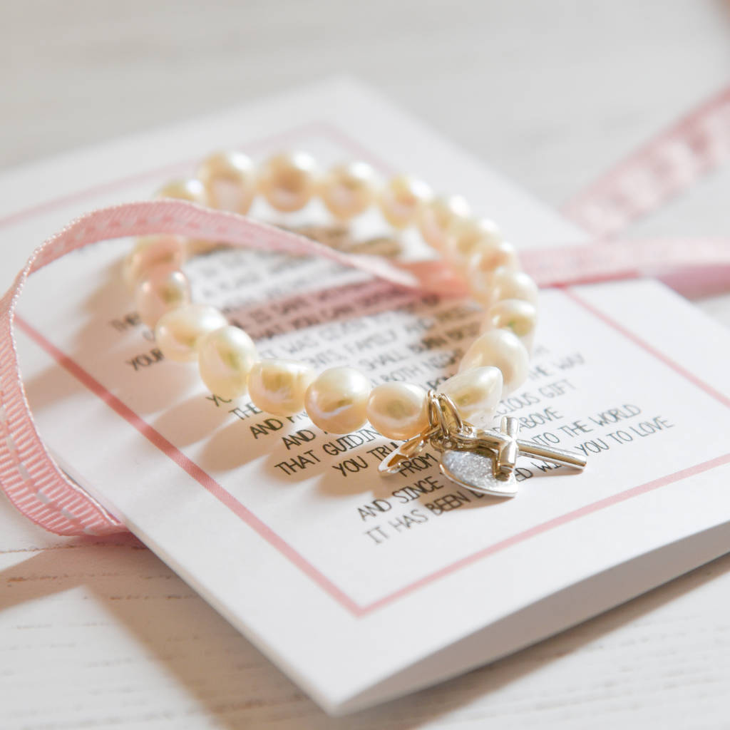 personalised girl's christening bracelet with verse by a touch of verse