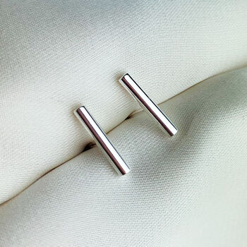 Sterling Silver Bar Stud Earrings, 2 of 5