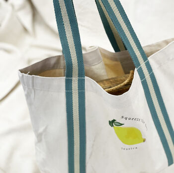 Squeeze The Day Personalised Organic Boat Bag, 2 of 4