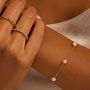 Silver Or Gold Five Pearl Bracelet, thumbnail 1 of 4