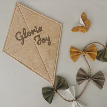 Ochre Brown Green Cream Kite Decor, Script Font Name, 7 of 12