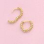 Gold Chunky Beaded Huggie Hoop Earrings, thumbnail 2 of 7