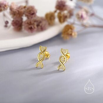 Sterling Silver Dna Molecular Structure Stud Earrings, 2 of 12