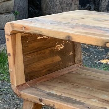 Handcrafted Wood Coffee Table Media Stand, 3 of 4