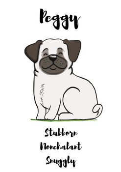 Pug Personalised Dog Name And Personality Print, 3 of 3