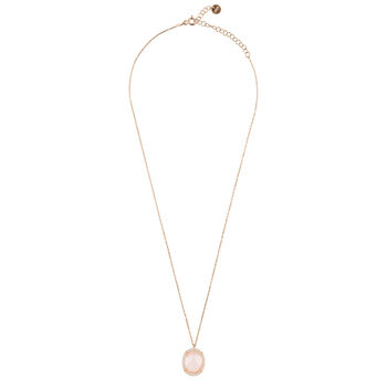 Beatrice Oval Gemstone Necklace Rose Gold Plated Silver, 10 of 12