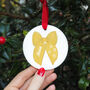 'Ribbon Bows' Personalised Christmas Decoration, thumbnail 2 of 3