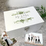 Personalised White Wooden Botanical Wedding Keepsake Box, thumbnail 1 of 8