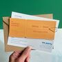 Colourful, Fun Ticket Style Alternative Wedding Invitation, thumbnail 1 of 5