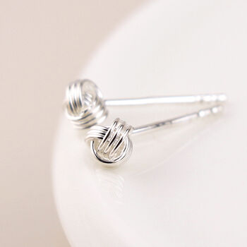 Sterling Silver Love Knot Micro Stud Earrings, 4 of 6