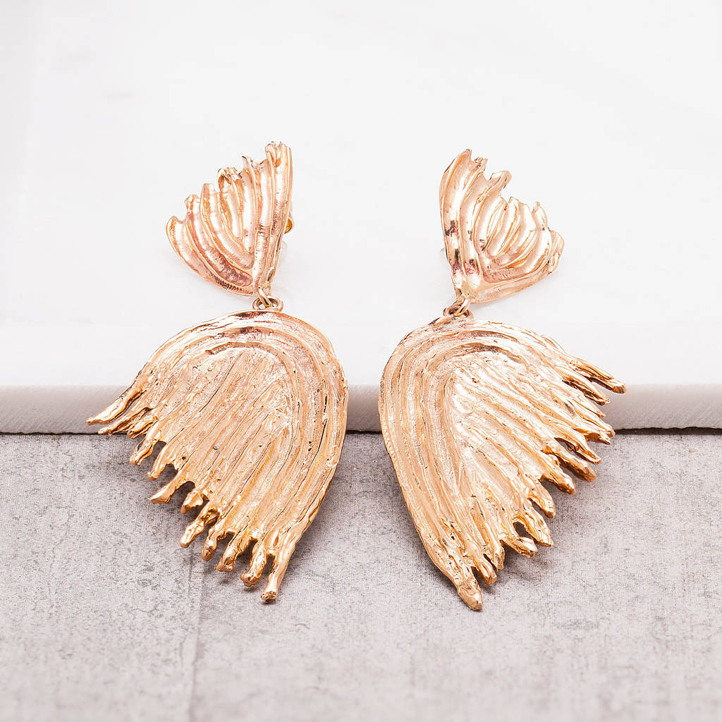 Gold Angel Wing Earrings By Loel & Co.