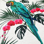 Parrot Cushion Cover With Tropical Leaves And Flowers, thumbnail 3 of 7
