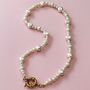 Multi Freshwater Pearl Hand Threaded Necklace With Oversized Clasp, thumbnail 4 of 5