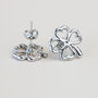 Dainty Four Leaf Clover Stud Earrings, thumbnail 3 of 3