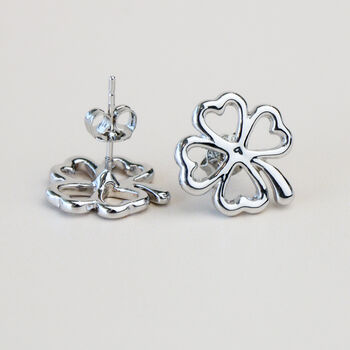 Dainty Four Leaf Clover Stud Earrings, 3 of 3