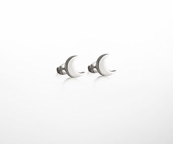 Sterling Silver Crescent Moon Stud Earrings, 3 of 3
