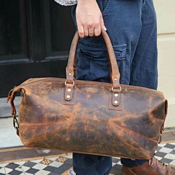 Personalised Buffalo Leather Overnight Duffle Bag, 4 of 9