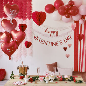 Valentines Balloon Arch And Heart Honeycombs Kit, 3 of 3