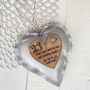 Personalised Leather 25th Silver Anniversary Heart, 2 of 4