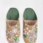 Margot | Women's Cotton And Leather Patterned Slippers, thumbnail 5 of 7