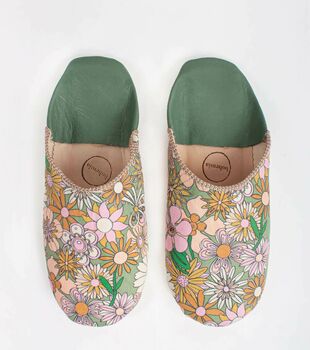 Margot | Women's Cotton And Leather Patterned Slippers, 5 of 7