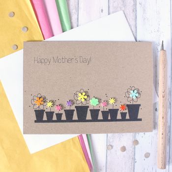 Personalised Happy Mother's Day Card With Flower Pots, 7 of 8
