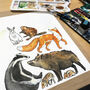 Woodland Animals Of Britain Wildlife Watercolour Print, thumbnail 6 of 8