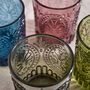 Vivaldi Colourful Embossed Short Glass Tumblers, thumbnail 3 of 5