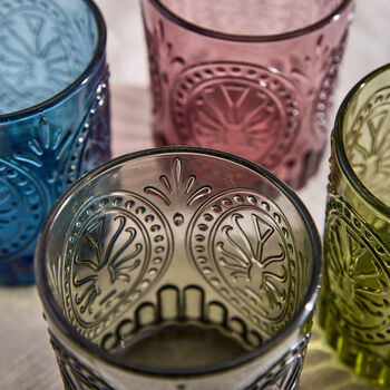 Vivaldi Colourful Embossed Short Glass Tumblers, 3 of 5