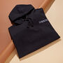 Personalised Roman Numerals Unisex Hoodie With Initial On Sleeve, thumbnail 11 of 12