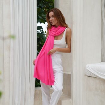 Neon Pink 100% Cashmere Travel Wrap Pashmina Shawl Gift Boxed, 6 of 10
