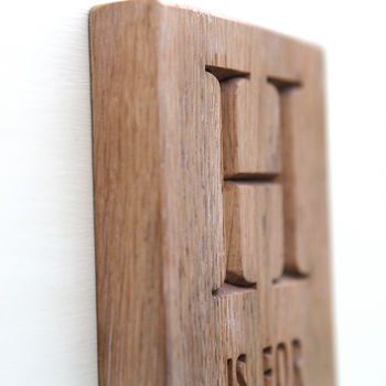 Contemporary Personalised Engraved Oak Shaker Peg, 6 of 6