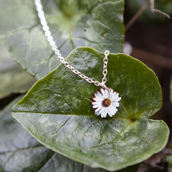 Inky Daisy Birch And Silver Necklace, 9 of 10