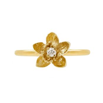 Diamond Cherry Blossom Ring Silver/Gold/Rose Gold By Lee Renee