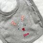 Personalised Reindeer Baby Bib, thumbnail 2 of 3