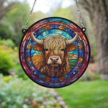 Highland Cow Stained Glass Effect Suncatcher, 2 of 6