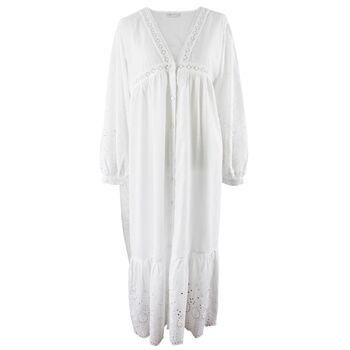 Ladies Long Sleeve Embroidered Nightdress With Lace 'Clarissa', 10 of 10